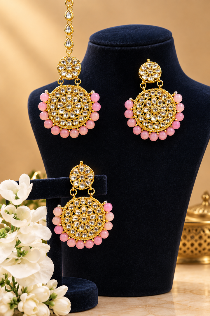 Suhani baby pink Tikka set