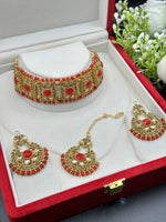 Load image into Gallery viewer, Bling Choker Set comes with Tikka Earring Set
