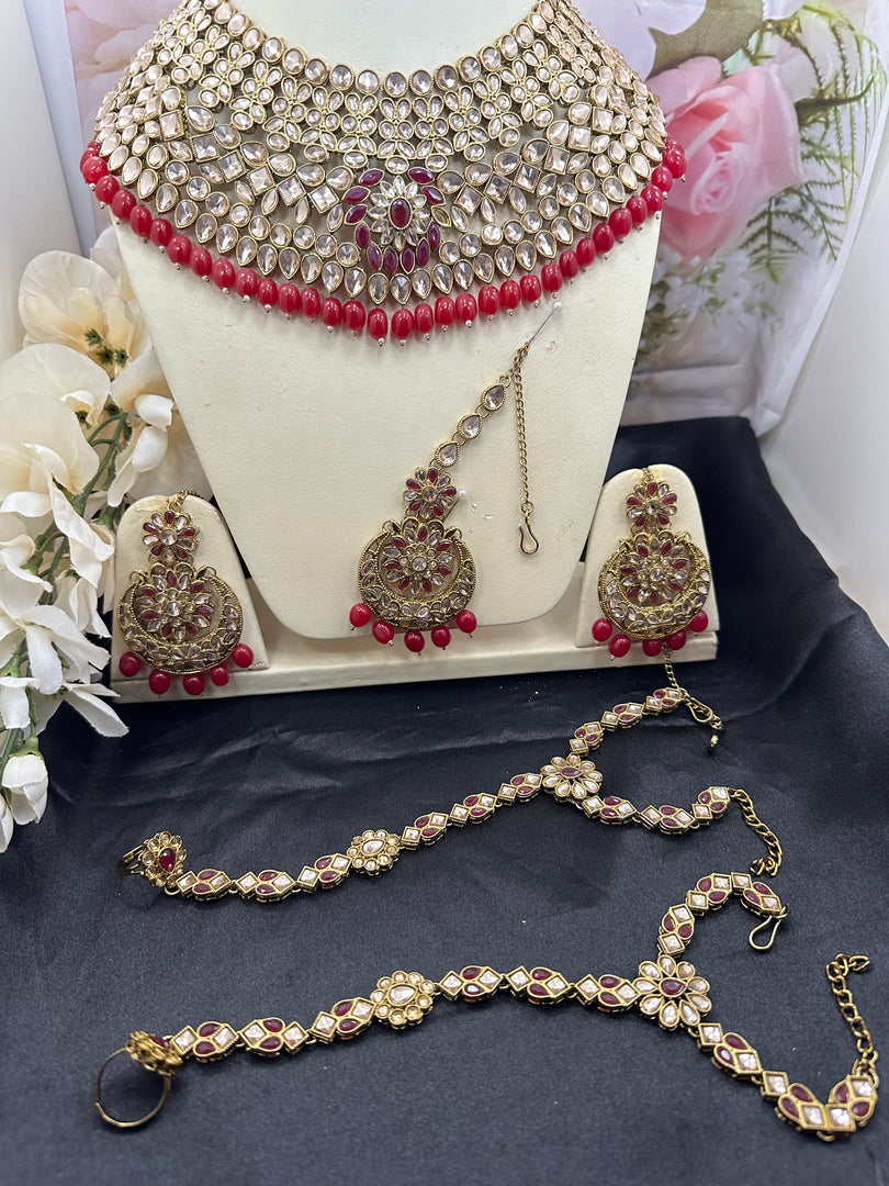 Jannat Hot Pink Gold Bridal Set