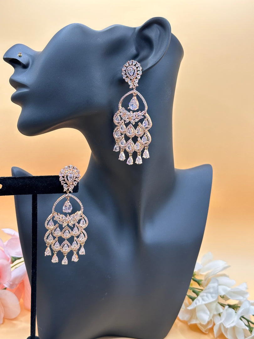 Buy Electrifying Look CZ Silver Chandbali Earrings/american Diamond AD Silver  Earrings / Cubic Zirconia Silver Plated Chandbali Dangler Earrings Online  in India… | American diamond, Chandbali earrings, Wedding jewelry earrings
