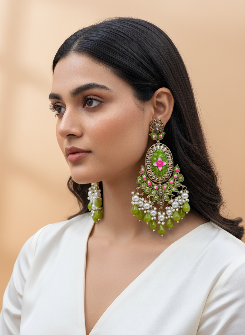 Lotus Meenakari Big Earring