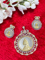 Load image into Gallery viewer, AD Gold Platted Big Victorian Pendant and Earring set
