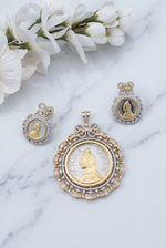 Load image into Gallery viewer, AD Gold Platted oversized Victorian Pendant and Earring set