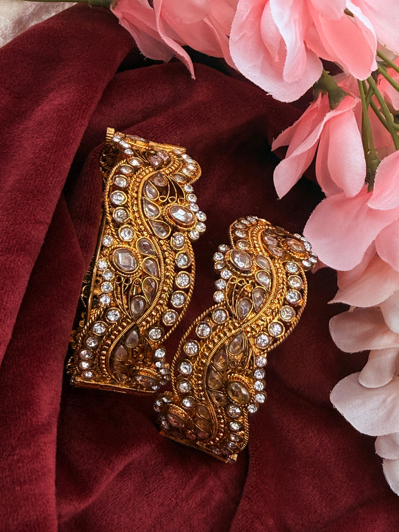 Golden polki Openable Kada (PAIR)