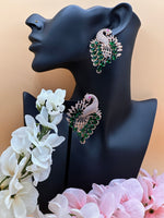 Load image into Gallery viewer, Peacock American Diamond RoseGold Oversized Stud