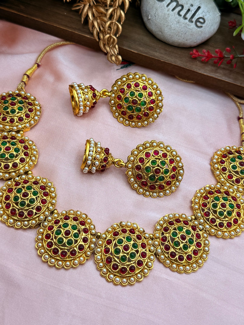 Antique Gold platted Multicolor choker