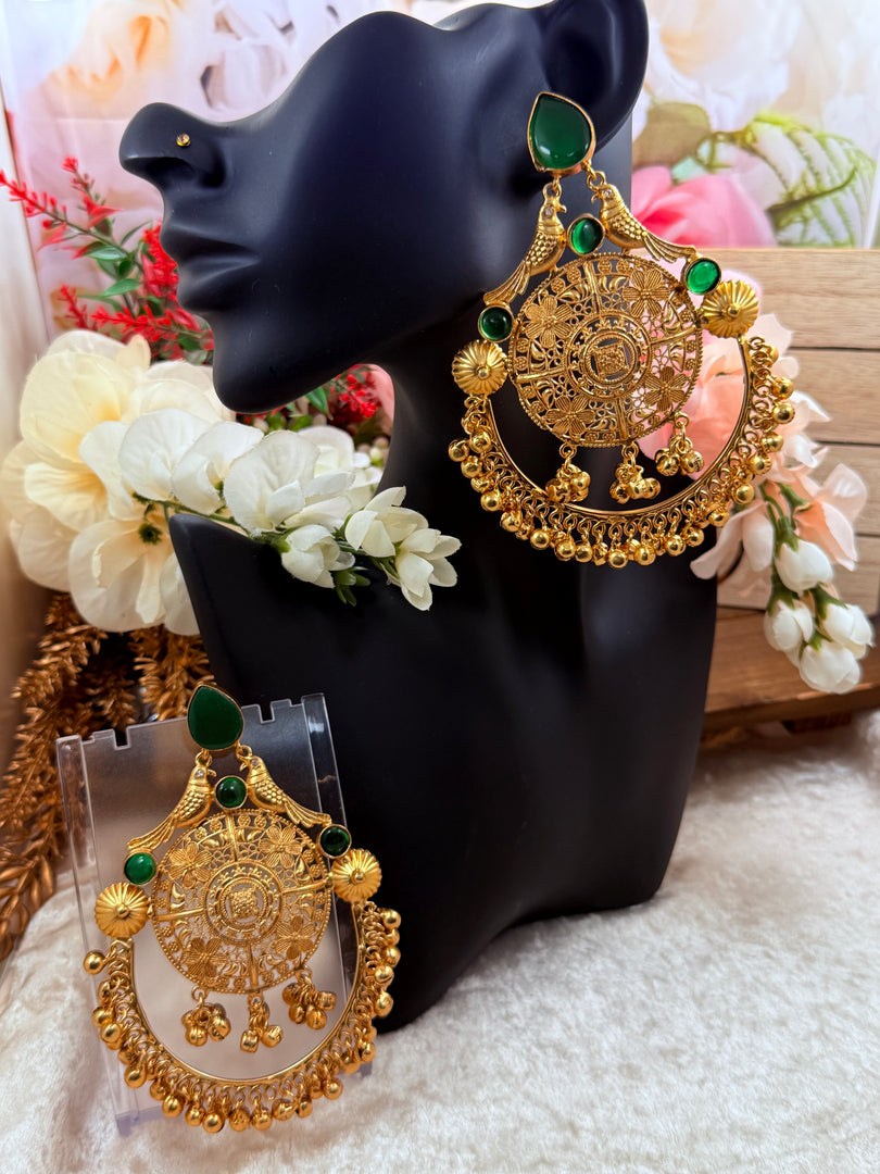 High quality Brass gold plated Big Kashmiri earring with soundable Ghungru