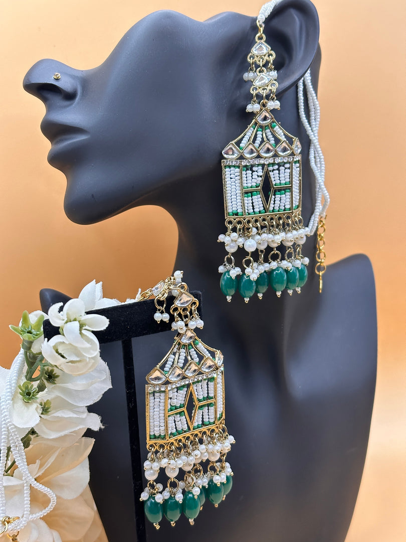 Ashriya Kundan Beads Earring With Sahara