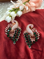 Load image into Gallery viewer, Peacock American Diamond RoseGold Oversized Stud
