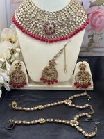 Load image into Gallery viewer, Jannat Hot Pink Gold Bridal Set
