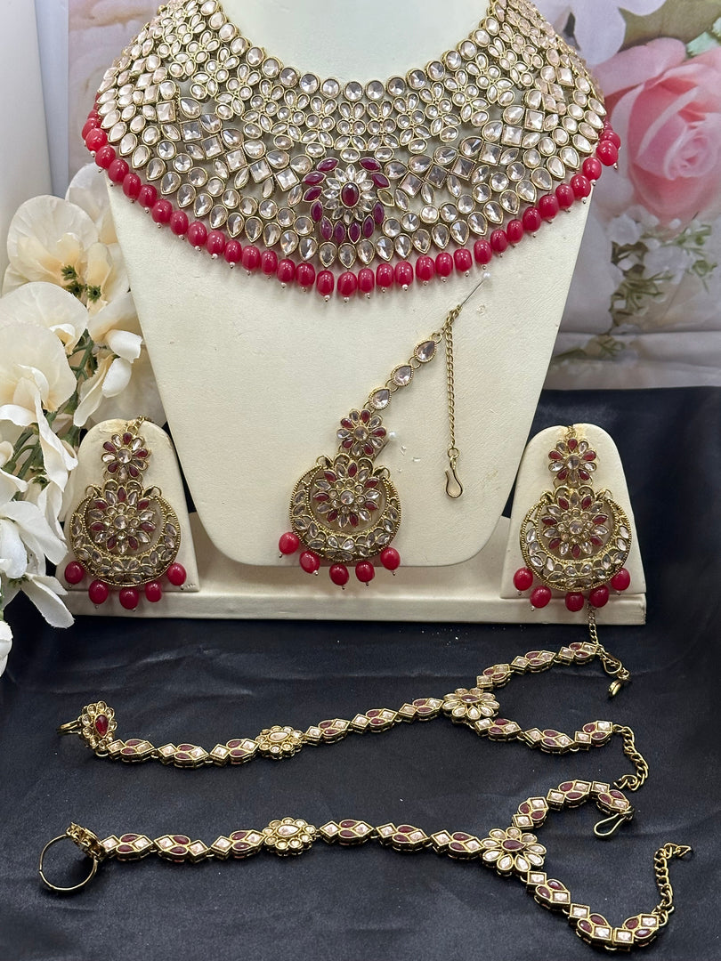 Jannat Hot Pink Gold Bridal Set