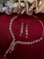 Load image into Gallery viewer, Nikas American Diamond RoseGold Necklace Set