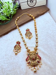Gahena Rani Color Matte Gold Temple Necklace Set