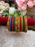 Load image into Gallery viewer, Colourful Flower Multicolor Metal Bangles