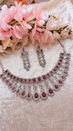 Load image into Gallery viewer, Ruhi ruby Red In Ad Silver Necklace