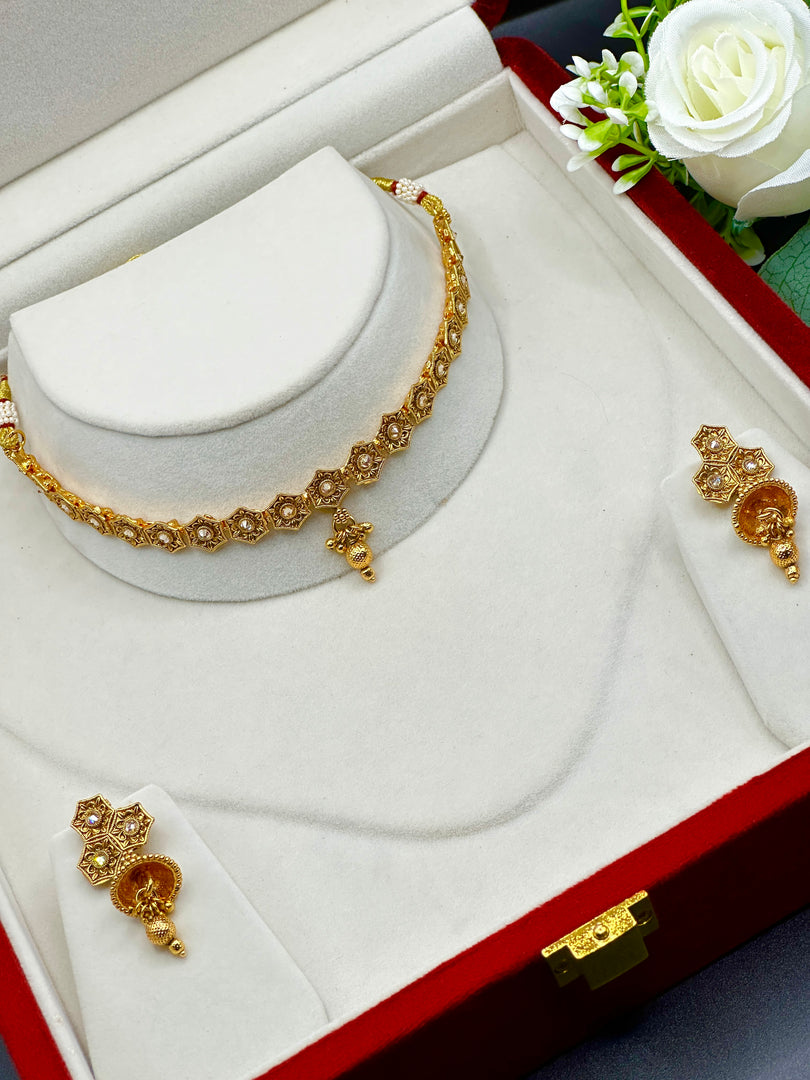 Masiya matte Gold Plated Choker set