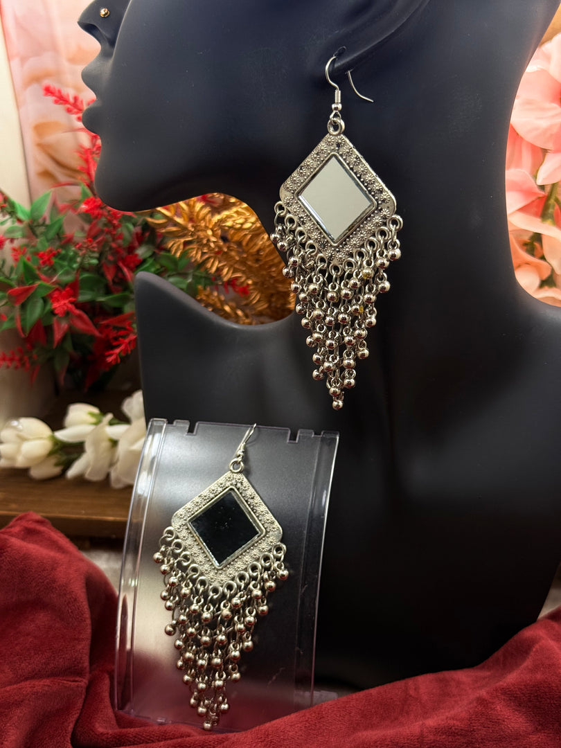 Oxidised mirror earring