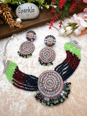 Gaurika American Diamond  layered Pearls Choker Set