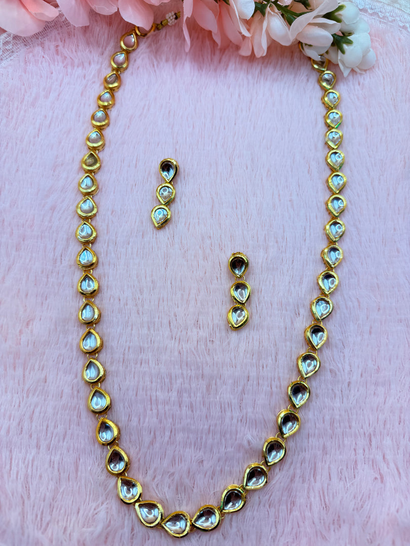 Long Kundan Meenakari Mala with Earrings