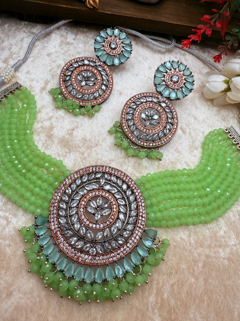 Gaurika American Diamond  layered Pearls Choker Set