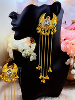 Load image into Gallery viewer, High quality Kashmiri Brass Gold plated kundan Meenakari Earrings