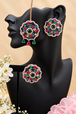 Load image into Gallery viewer, Samantha American Diamond Big Stud &amp; Tikka set