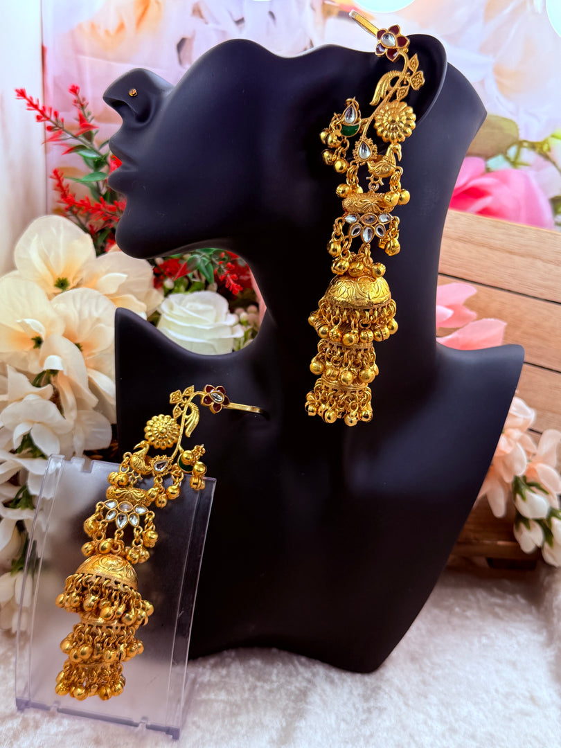 Designer Peacock High Quality Kashmiri Brass Gold Plated jhumki earrings