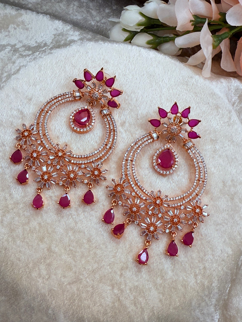 American Diamond RoseGold Platted Earrings