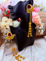 Load image into Gallery viewer, Red gold plated Kashmiri Earrings with hanging ghungru