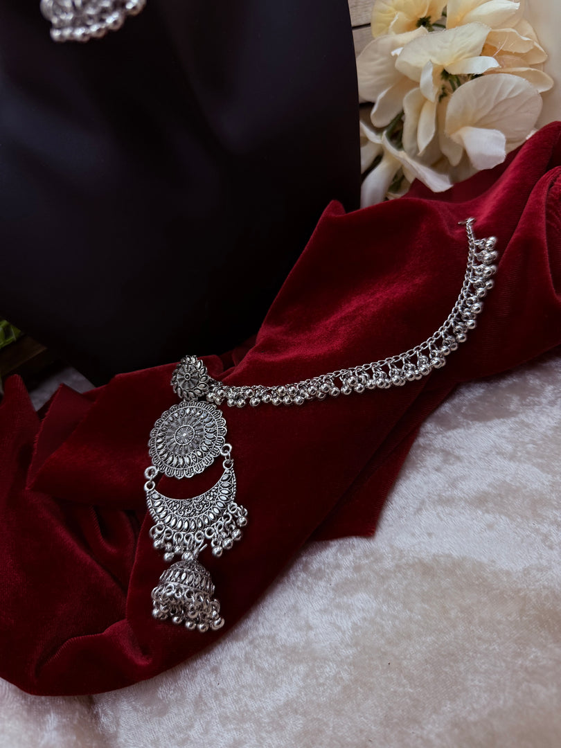 Mahami Oxidised  silver jhumki with detectable Sahara