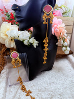 Load image into Gallery viewer, Baby Pink Kashmiri earrings high quality In Brass gold plated
