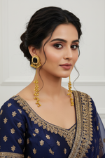 Load image into Gallery viewer, Red gold plated Kashmiri Earrings with hanging ghungru