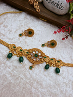 Load image into Gallery viewer, Aparna Matte Gold Temple Jewerly set