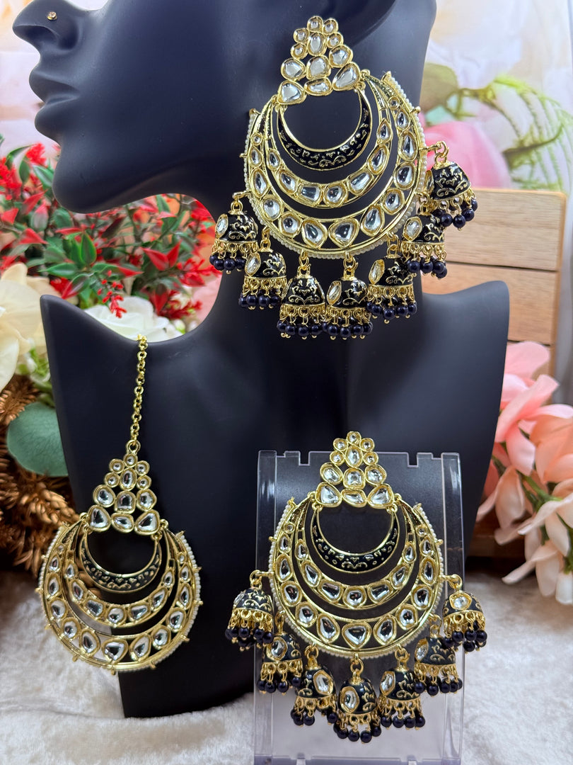 Kundan Jhumki Drops Tikka Earring Set