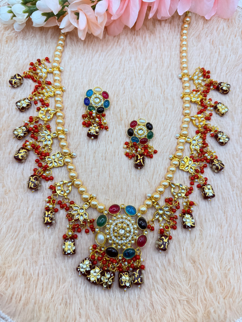 Navratan Pearl Kundan Mala