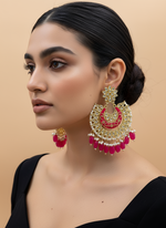Load image into Gallery viewer, Tridha Kundan Oversized earrings
