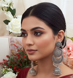 Load image into Gallery viewer, Mahami Oxidised  silver jhumki with detectable Sahara
