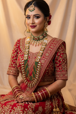 Load image into Gallery viewer, Rajwadi moissanite polki Mala and choker set with 2 pairs of jhumkas