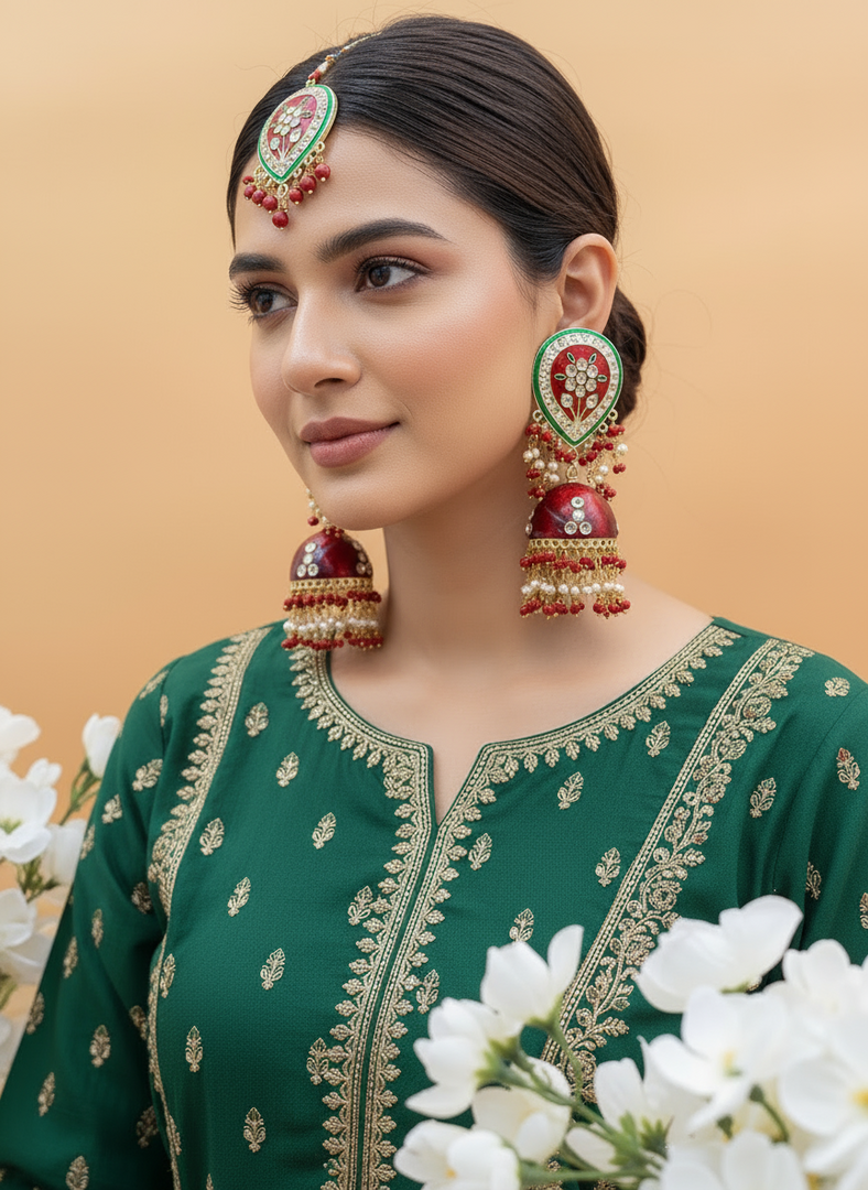 Sonias Kundan Meenakari Tikka Set