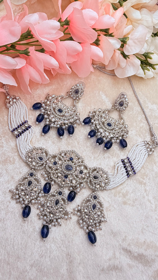 Janvi Navy Blue Silver set