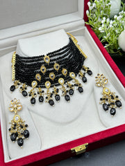 Kali Black Twelve Layer Indian Kundan Choker Set