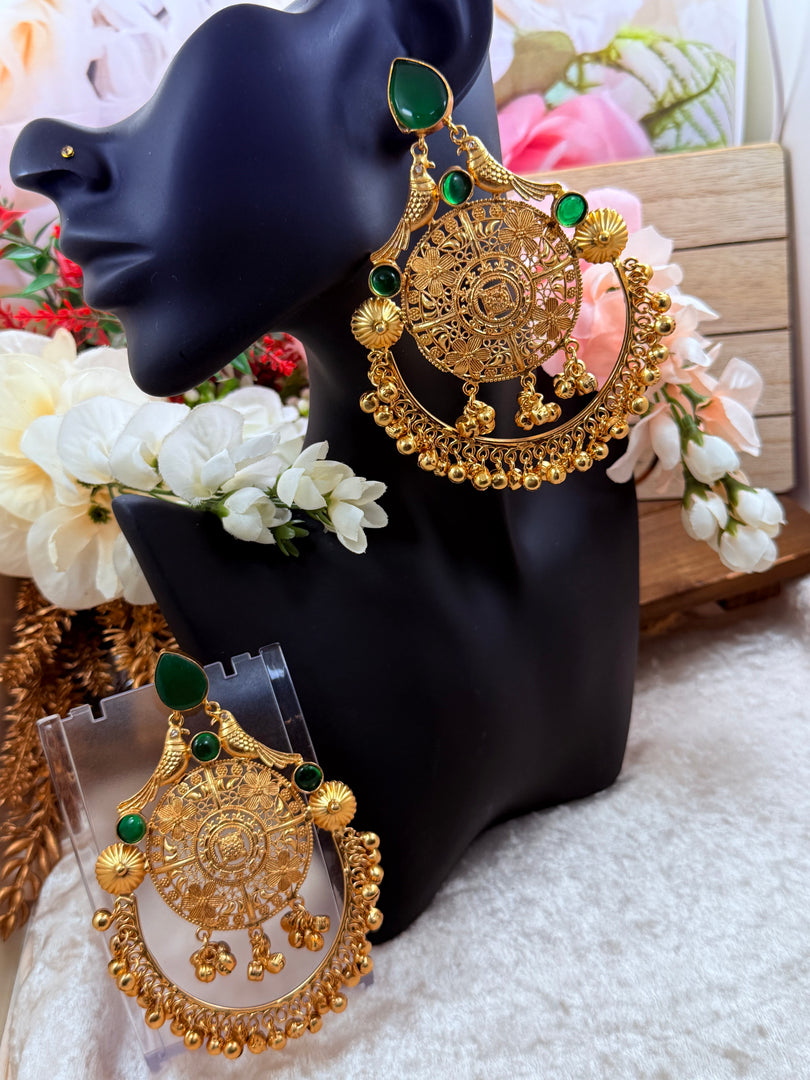 High quality Brass gold plated Big Kashmiri earring with soundable Ghungru