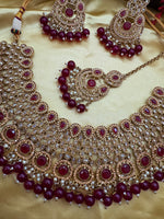 Load image into Gallery viewer, मैरून दुल्हन पोल्की भारतीय हार सेट
