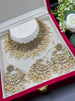 Load image into Gallery viewer, Meera Crystal Kundan Pearl Drop Choker Set
