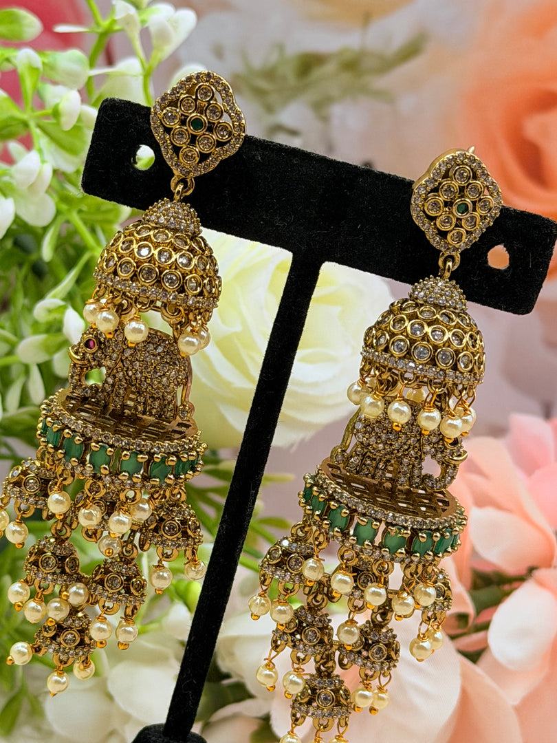 Elephant Victorian jhumki earrings