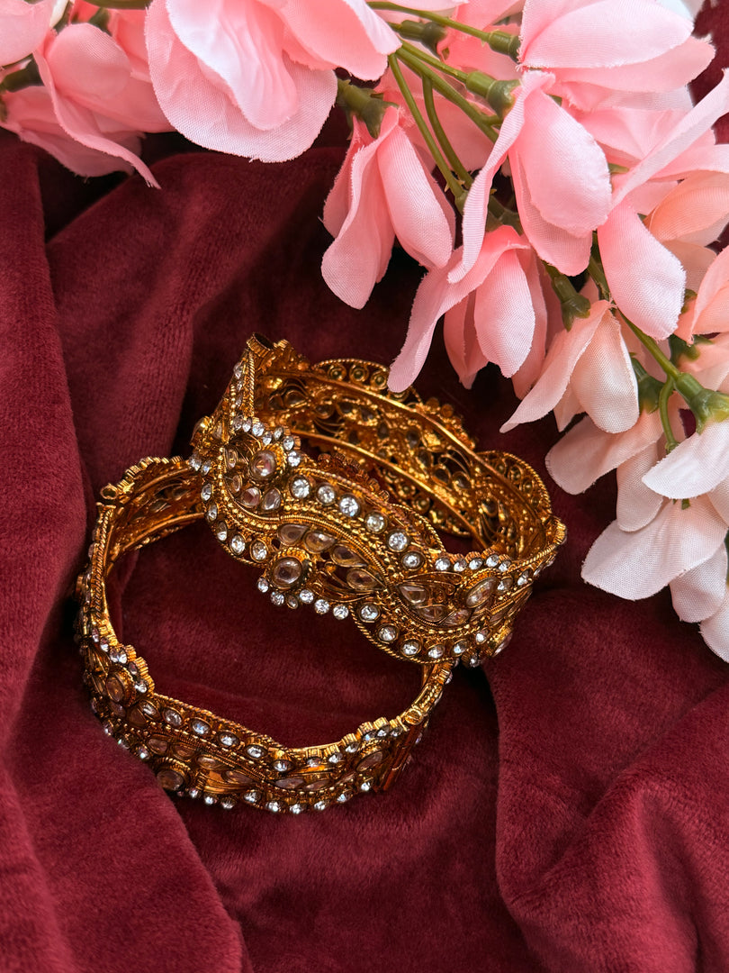Golden polki Openable Kada (PAIR)