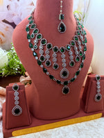 Load image into Gallery viewer, Shuvangi AD emerald Green silver set