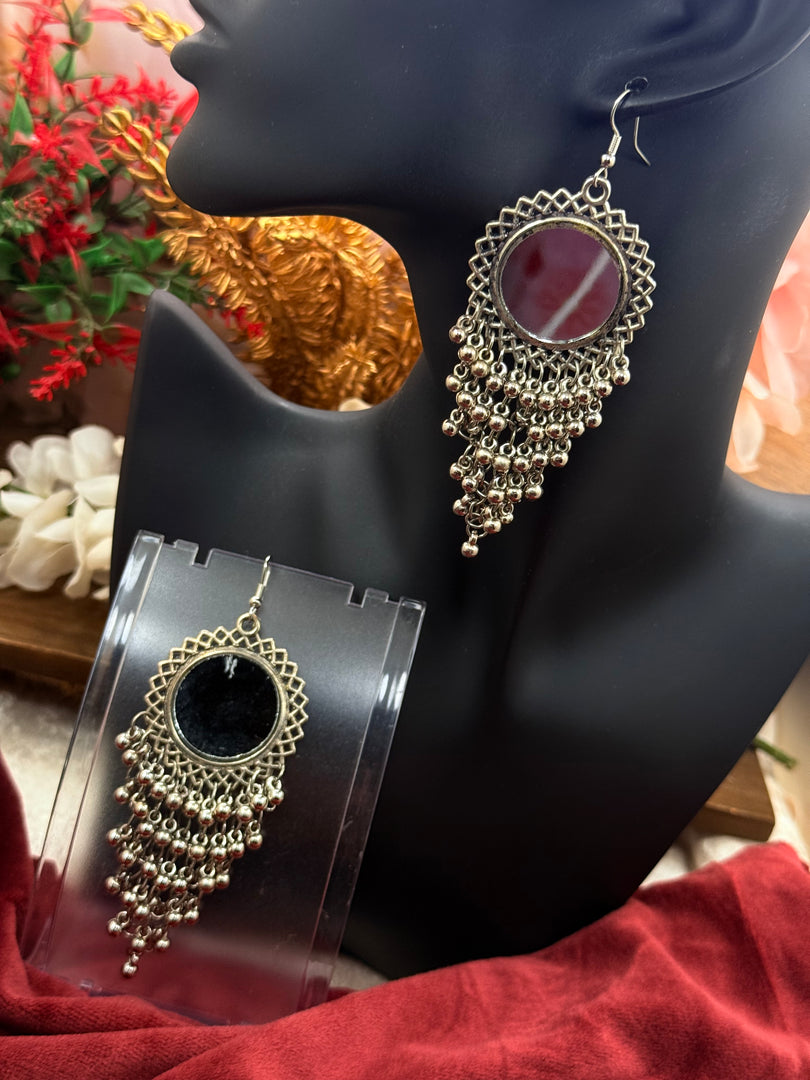 Oxidised mirror earring