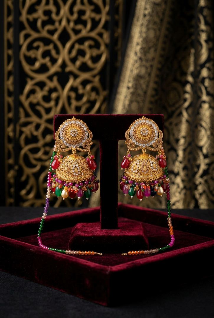 Multicolor Oversized Jhumki Earring