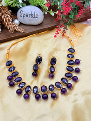 Ranisha Purple Pearl Drop Necklace Set